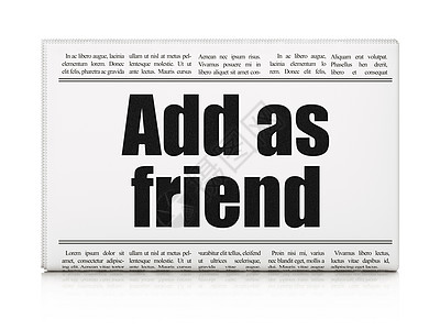 社会网络概念 报纸头条新闻Add作为朋友图片