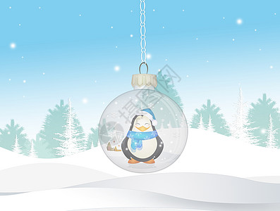 与企鹅一起参加圣诞舞会插图庆典丝带卡通片水晶图片