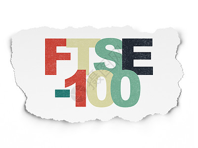 股票市场指数概念 FTSE100 在撕纸背景上王国绘画交换库存报纸金融战略白色市场经济图片