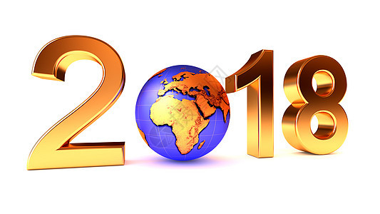 2018年非洲新年假期插图世界卡片蓝色问候语日历数字庆典技术背景图片
