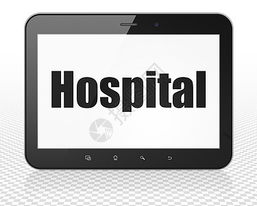 健康概念 显示有医院的平板 Pc计算机医生药片药店触摸屏屏幕软垫治疗援助展示康复图片