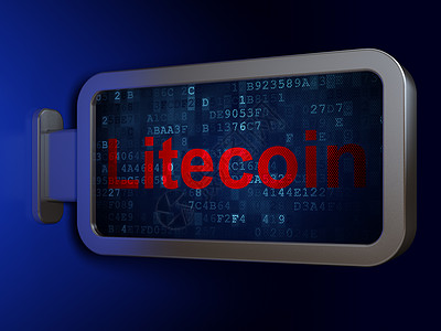 Blockchain 概念 Litecoin 在广告牌背景上图片