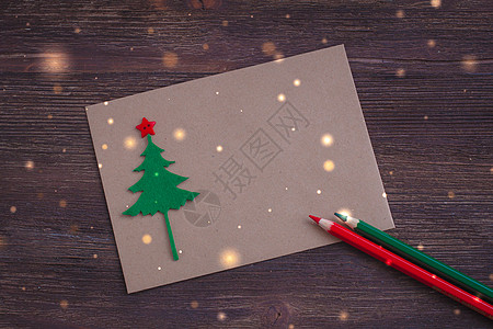签名手工制作的圣诞贺卡 带有毛毡圣诞树雪花效果和红色 sta装饰地址星星书法海报风格新年标签玩具问候语图片