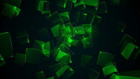 飞行的绿色矩形立方体派对光效魔法视频图形庆典正方形反射魅力灰尘图片