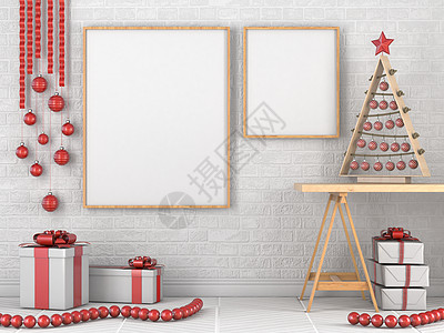 假木画框 圣诞装饰和小插图图片