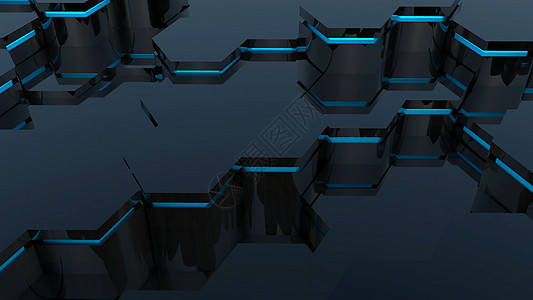 与蓝色六边形的抽象背景几何学艺术蜂巢网络环形网格高科技瓷砖运动灰色图片