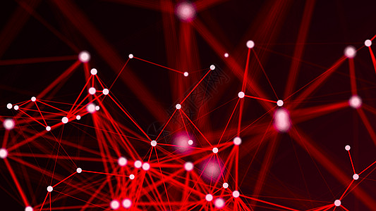 红色背景上的抽象连接数据线条网络科学亮度墙纸商业多边形原子三角形图片