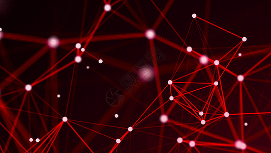 红色背景上的抽象连接科学矩阵宏观三角形墙纸亮度数字线条原子多边形图片