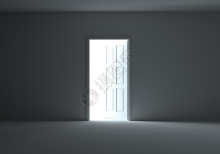 用明亮的光打开门3d出口侧柱房子房间地面反射预感场景办公室图片