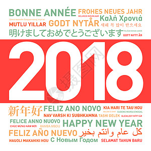 来自世界的新年贺卡快乐问候语派对插图翻译卡片庆典海报语言英语假期图片