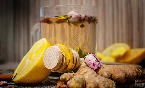 热冬茶加柠檬 蜂蜜和姜汁饮料树叶杯子味道香气厨房食物生活国家药品图片