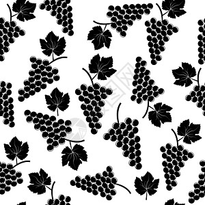 葡萄无缝水果包装纸装饰品黑色插图包装白色葡萄园叶子墙纸图片