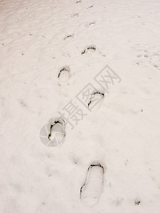 地板后方雪地背景中的脚印图片