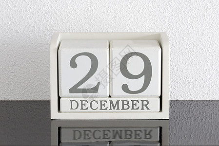 白区块日历目前日期 12月29日和白色黑色框架会议派对历史反射节日假期死亡背景图片