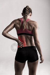 感觉痛苦 我背痛体操女孩运动员训练关节炎运动肌肉灰色疼痛女性图片