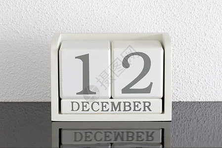 12月12日和12月的白区块日历日期历史黑色假期派对节日框架白色死亡反射会议图片