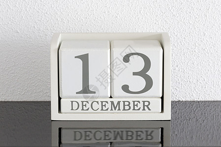 白区块日历目前日期 12月13日和黑色假期会议白色死亡历史节日反射派对框架图片