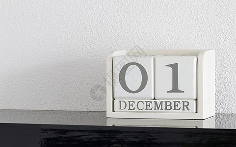 12月1日和11日的白区块日历历史节日死亡派对黑色假期白色会议框架反射背景图片