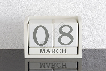 3月日历3月8日和11日的白区块日历白色节日反射框架黑色历史派对会议假期死亡背景