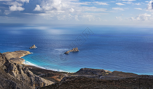 美丽的希腊海景 东克里特 西罗康马斯海滩热带岩石悬崖旅游蓝色风景假期地标海洋旅行图片