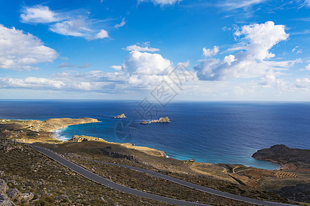 美丽的希腊海景 东克里特 西罗康马斯海滩海滩全景地标蓝色悬崖天空风景海岸晴天岩石图片