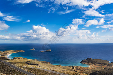 美丽的希腊海景 东克里特 西罗康马斯海滩海洋悬崖地标天空场景海滩风景海岸旅行岩石图片