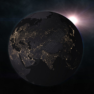 星空背景中的地球海洋天文学地理城市互联网阴影气氛蓝色天空行星图片