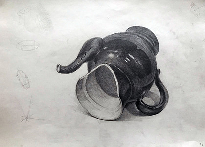 破碎茶壶 学术绘画概念插图图片