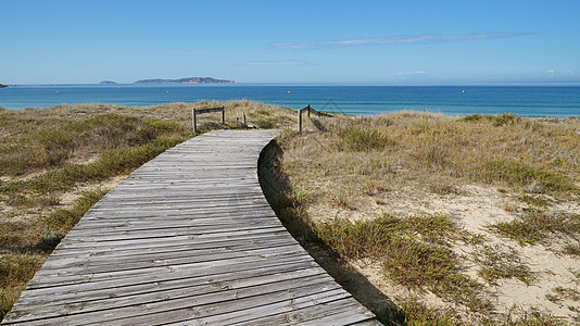 西班牙加利西亚O Grove附近海滩栖息地海岸线海岸风景生物海景旅游全景农村环境图片
