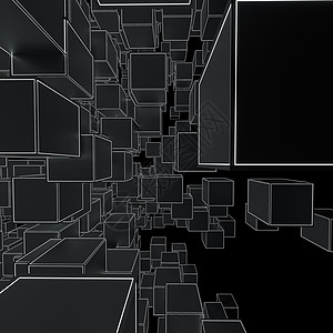 黑色立方体的抽象未来派背景科学网格技术线条网络创造力3d数据互联网电脑图片