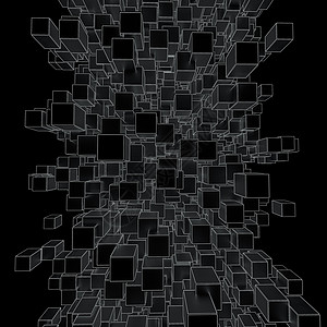 黑色立方体的抽象未来派背景正方形数据互联网技术墙纸矩形网络电脑溪流线条图片