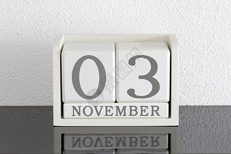 11月3日和11月当前白区块日历日期假期反射派对框架历史节日黑色死亡会议白色图片