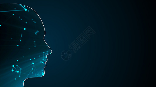 与人体头部的抽象背景 技术概念背景  3d 渲染大脑学习头脑思考天空商业解剖学心理学手术皮层图片