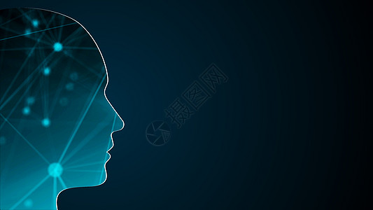 与人体头部的抽象背景 技术概念背景  3d 渲染宇宙商业智力解剖学器官风暴创新大脑艺术心理学图片