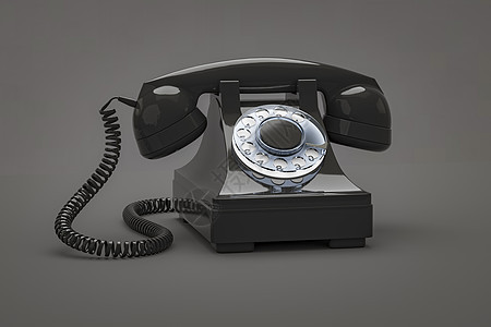旧黑电话拨号古董电缆旋转服务耳机塑料讲话电讯戒指图片