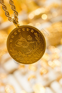 土耳其金币的丰厚价值硬币金融财富金子金属货币经济概念火鸡现金图片