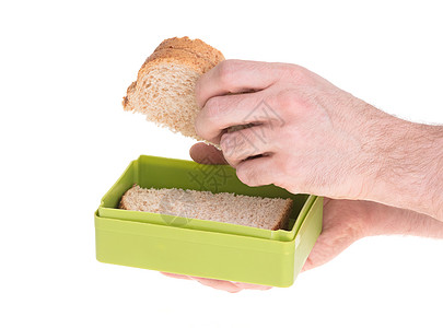 孤立的简单旧午餐盒午休塑料食物盒子休息孩子午餐小吃面包时间图片