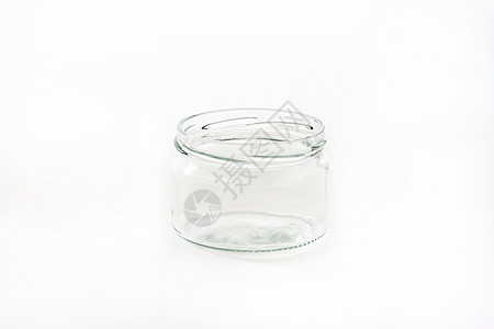 白色背景上隔开的玻璃罐器皿玻璃装罐店铺厨房小路反射贮存餐具储物图片