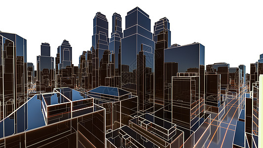 具有发光线的抽象 3D 城市技术速度建筑学数据中心工程景观运输交通矩阵图片