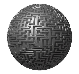 迷宫行星 - 无尽的迷宫 以球体形状 3d 插图图片
