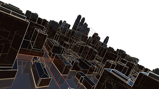 具有发光线的抽象 3D 城市技术3d数据网络活力建筑学运输矩阵速度建筑图片