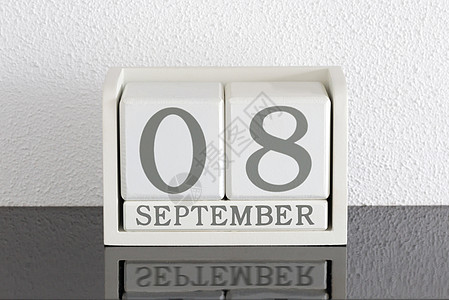 白区块日历目前日期 9月8日和9月死亡黑色节日派对会议假期框架白色历史反射图片