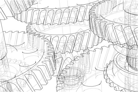 变速箱草图  3d 它制作图案团队工具技术机械工程建造牙齿工业绘画框架图片