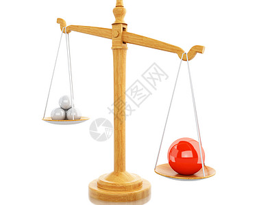 3d 秤平衡与白色球体商业反射法律创造力合金工作团体重量木板跷跷板图片