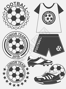 足球会徽设计元素集游戏徽章丝带竞赛标签团队黑色波峰航班俱乐部图片