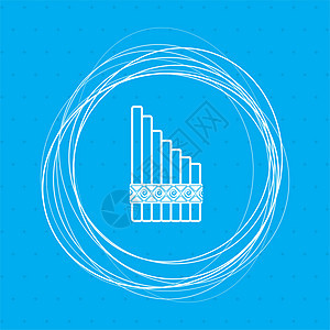 蓝色背景上的木琴图标 周围有抽象圆圈 并为您的文本放置图片
