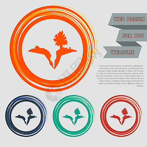 地球裂缝 在红色 蓝色 绿色 橙色的网页按钮和带有空间文字的设计上分割成图标图片