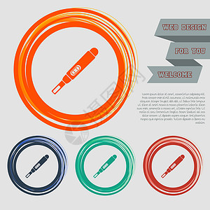 红 蓝 绿 橙色按钮上的妊娠测试图标 用于网站和空间文字设计图片