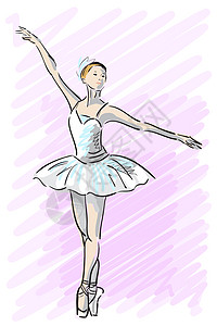可爱芭蕾舞女素描风格 老手画的仿制品图片