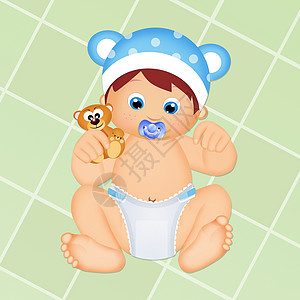 婴儿尿布和泰迪熊图片